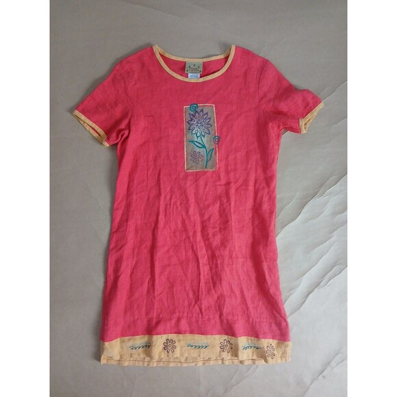 Blue Cactus Linen Dress Womens S Coral Knee Length Lagenlook USA Long Beach - Picture 1 of 7